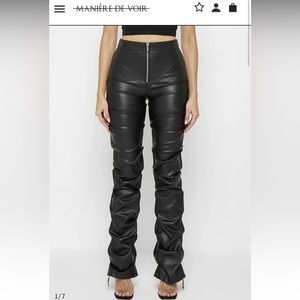 Maniere de voir Tacked Vegan Leather Flared trousers size 2